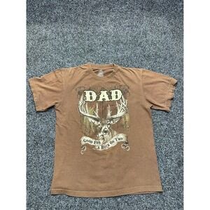 George Mens Brown Dad Camo Deer Graphic T-Shirt Large L 42-44